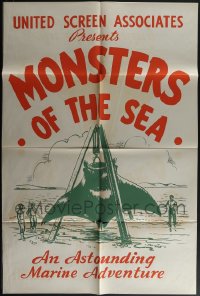 5x0179 LOT OF 8 FOLDED R30S RE-TITLED DEVIL MONSTER ONE-SHEETS R1930s Monsters of the Sea!