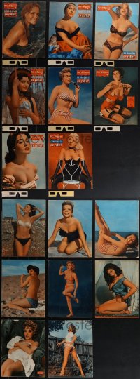 5x0318 LOT OF 8 FOLIES DE PARIS ET DE HOLLYWOOD 3D FRENCH MAGAZINES 1950s includes 3-D glasses!