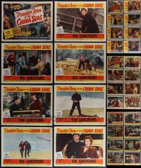 5x0228 LOT OF 32 SERIAL LOBBY CARDS 1950s all full-color chapter 1 complete sets from 4 serials!