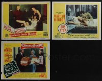 5x0249 LOT OF 3 MARILYN MONROE LOBBY CARDS 1950s Gentlemen Prefer Blondes, Bus Stop, Millionaire!