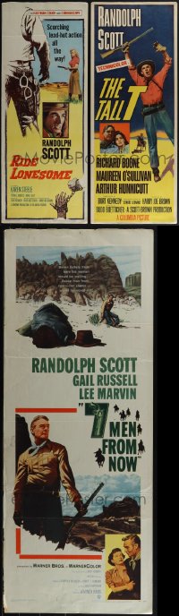 5x0480 LOT OF 3 MOSTLY FORMERLY FOLDED RANDOLPH SCOTT & BUDD BOETTICHER INSERTS 1950s westerns!