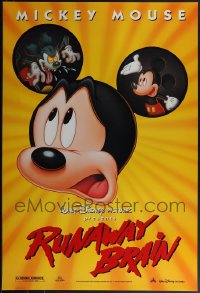 5x0814 LOT OF 14 UNFOLDED DOUBLE-SIDED 27X40 RUNAWAY BRAIN ONE-SHEETS 1995 Mickey Mouse cartoon!