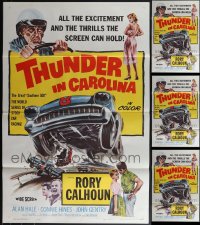 5x1031 LOT OF 4 FORMERLY TRI-FOLDED 27X41 THUNDER IN CAROLINA ONE-SHEETS 1960 stock car racing!