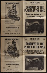 5x0371 LOT OF 2 CONQUEST OF THE PLANET OF THE APES HERALDS 1972 Roddy McDowall, newspaper layout!