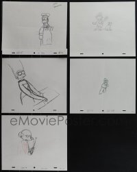 5x0363 LOT OF 5 SIMPSONS PENCIL DRAWINGS 2000s great art of Homer, Marge & Mr. Burns!