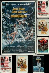 5x0189 LOT OF 7 FOLDED JAMES BOND ONE-SHEETS 1970s-1980s Moonraker, Spy Who Loved Me & more!