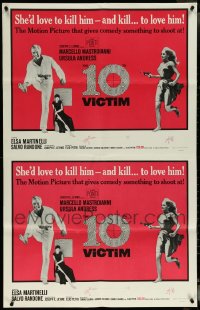 5x0565 LOT OF 3 FORMERLY FOLDED 10TH VICTIM SPECIAL POSTERS 1965 Mastroianni, sexy Ursula Andress!