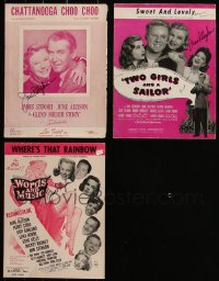 5x0369 LOT OF 3 SIGNED JUNE ALLYSON SHEET MUSIC 1940s Glenn Miller Story, Words & Music, 2 Girls & Sailor