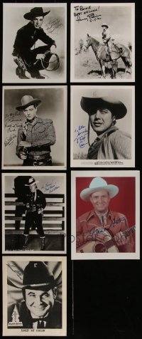 5x0421 LOT OF 7 SIGNED 8X10 COWBOY WESTERN STARS REPRO PHOTOS 1980s-1990s Lash LaRue & more!