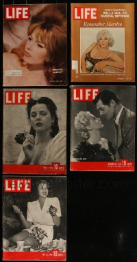 5x0322 LOT OF 5 LIFE MAGAZINES WITH MOVIE STAR COVERS 1940s-1970s Marilyn Monroe, Brigitte Bardot