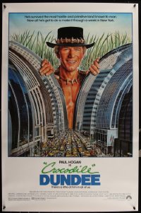 5x0958 LOT OF 6 UNFOLDED SINGLE-SIDED 27X41 CROCODILE DUNDEE ONE-SHEETS 1986 Australian Paul Hogan!