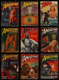 5x0409 LOT OF 9 AMAZING STORIES 1947 PULP MAGAZINES 1947 all with great sci-fi cover art!