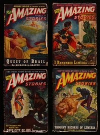 5x0411 LOT OF 4 AMAZING STORIES 1945 PULP MAGAZINES 1945 all with great sci-fi cover art!