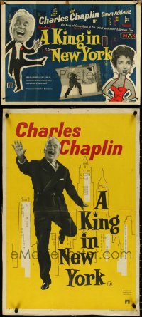 5x0348 LOT OF 1 FOLDED KING IN NEW YORK ENGLISH DOUBLE CROWN & 1 BRITISH QUAD 1957 Charlie Chaplin