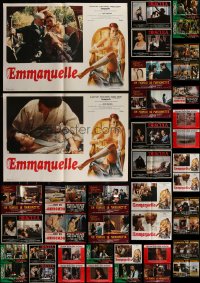 5x0532 LOT OF 57 FORMERLY FOLDED ITALIAN 19X27 PHOTOBUSTAS 1970s-1980s a variety of movie scenes!