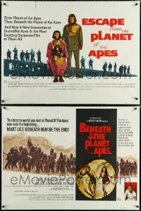 5x0546 LOT OF 4 FORMERLY FOLDED PLANET OF THE APES BRITISH QUADS 1970s great sci-fi images!