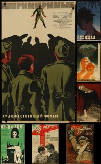 5x0549 LOT OF 11 FORMERLY FOLDED RUSSIAN POSTERS 1950s-1960s great images from a variety of movies!