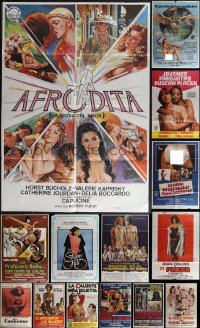 5x0574 LOT OF 15 FORMERLY FOLDED SEXPLOITATION SPANISH POSTERS 1970s-1980s with some sexy nudity!