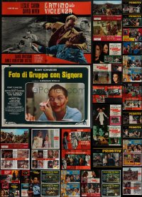 5x0524 LOT OF 71 FORMERLY FOLDED ITALIAN 19X27 PHOTOBUSTAS 1960s-1970s a variety of movie scenes!