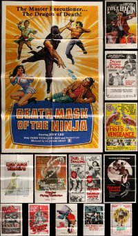 5x0161 LOT OF 15 FOLDED KUNG FU ONE-SHEETS 1970s-1980s great images from martial arts movies!