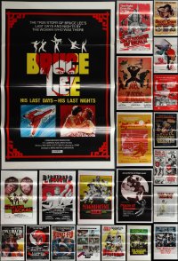 5x0630 LOT OF 33 FORMERLY TRI-FOLDED KUNG-FU ONE-SHEETS 1980s great images from martial arts movies!