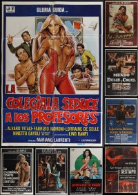 5x0575 LOT OF 13 FORMERLY FOLDED SEXPLOITATION SPANISH POSTERS 1970s-1980s with some nudity!