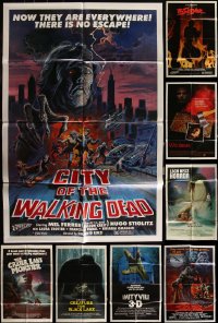 5x0174 LOT OF 11 FOLDED HORROR/SCI-FI/FANTASY ONE-SHEETS 1970s-1980s a variety of cool images!