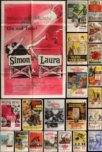 5x0118 LOT OF 65 FOLDED ONE-SHEETS 1950s-1970s great images from a variety of different movies!