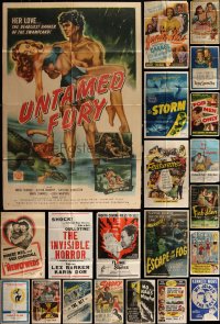 5x0125 LOT OF 45 FOLDED ONE-SHEETS 1930s-1960s great images from a variety of movies!