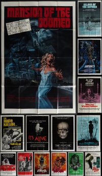 5x0158 LOT OF 16 FOLDED HORROR/SCI-FI ONE-SHEETS 1970s-1980s a variety of cool movie images!