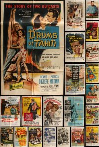 5x0123 LOT OF 47 FOLDED MOSTLY 1950S ONE-SHEETS 1950s great images from a variety of movies!