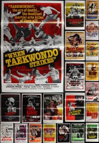 5x0653 LOT OF 28 FORMERLY TRI-FOLDED KUNG-FU ONE-SHEETS 1970s-1980s from martial arts movies!