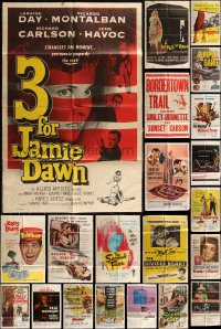 5x0120 LOT OF 53 FOLDED ONE-SHEETS 1940s-1960s great images from a variety of different movies!