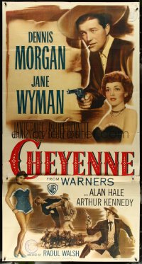 5y0655 CHEYENNE 3sh 1947 smoking Dennis Morgan w/ six-shooter, Jane Wyman, Janis Page, ultra rare!