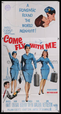 5y0658 COME FLY WITH ME 3sh 1963 sexy airline hostesses daydreaming of men, round the world manhunt!