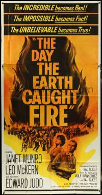 5y0660 DAY THE EARTH CAUGHT FIRE 3sh 1962 Val Guest sci-fi, most jolting events of tomorrow, rare!