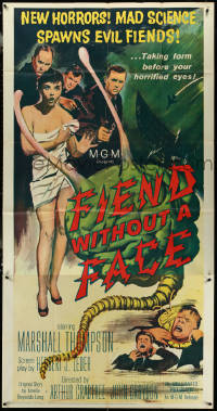 5y0668 FIEND WITHOUT A FACE 3sh 1958 giant brain & sexy girl in towel, mad science spawns evil!