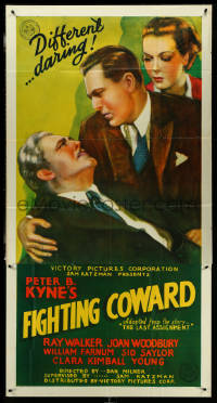 5y0669 FIGHTING COWARD 3sh 1936 Ray Walker, Joan Woodbury, Peter B. Kyne, different & daring, rare!