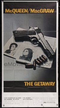 5y0674 GETAWAY 3sh 1972 Steve McQueen, Ali McGraw, Sam Peckinpah, cool gun & passports image!