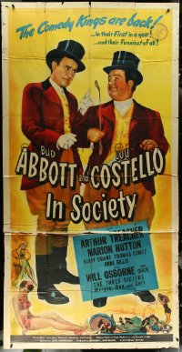 5y0686 IN SOCIETY 3sh 1944 Bud Abbott & Lou Costello are back again after a year's absence, rare!