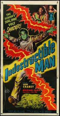 5y0687 INDESTRUCTIBLE MAN 3sh 1956 Lon Chaney Jr. as inhuman, invincible, inescapable monster, rare!