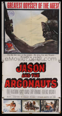 5y0690 JASON & THE ARGONAUTS 3sh 1963 great special fx by Ray Harryhausen, Terpning art of Talos!