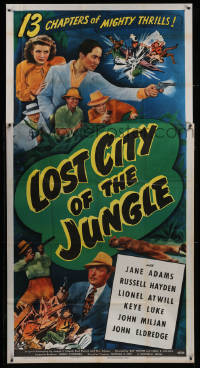 5y0697 LOST CITY OF THE JUNGLE advance 3sh 1946 Lionel Atwill, Keye Luke, Universal atom bomb serial!