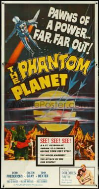 5y0708 PHANTOM PLANET 3sh 1962 science shocker of the space age, wacky monster holding girl, rare!