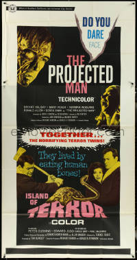 5y0710 PROJECTED MAN/ISLAND OF TERROR 3sh 1967 English sci-fi horror double-feature, ultra rare!