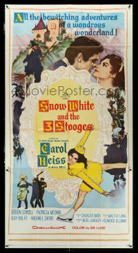 5y0715 SNOW WHITE & THE THREE STOOGES 3sh 1961 ice skating Carol Heiss + Moe, Larry & Joe, rare!