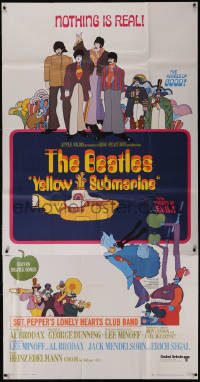 5y0733 YELLOW SUBMARINE 3sh 1968 psychedelic art of Beatles John, Paul, Ringo & George, ultra rare!