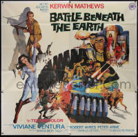 5y0547 BATTLE BENEATH THE EARTH 6sh 1968 sci-fi art of Kerwin Mathews & sexy Viviane Ventura!