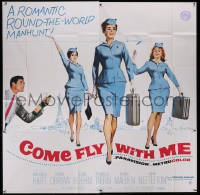 5y0551 COME FLY WITH ME 6sh 1963 sexy airline hostesses, a romantic round-the-world manhunt, rare!