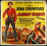 5y0567 JOHNNY GUITAR 6sh 1954 art of Joan Crawford drawing gun, Nicholas Ray classic, ultra rare!